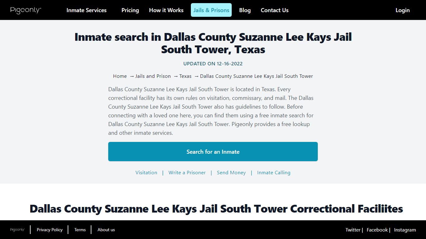 Inmate Search Dallas County Suzanne Lee Kays Jail South Tower, Texas ...