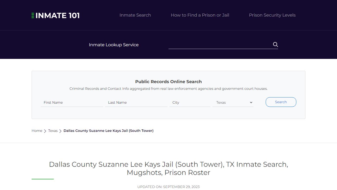 Dallas County Suzanne Lee Kays Jail (South Tower), TX Inmate Search ...