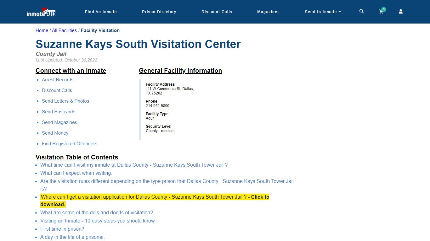 Dallas County - Suzanne Kays South Tower Jail - InmateAid